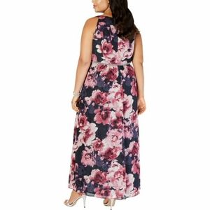 SLNY Dresses - SLNY Womens Plus Floral Embellished Evening Dress SLNY Dresses - SLNY Womens Plus Floral Embellished Evening Dress